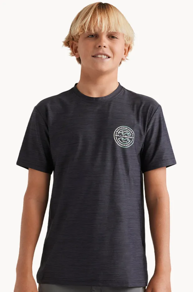 Rashies|Billabong Boys Rotor Shoreline Short Sleeve Suntop BLACK