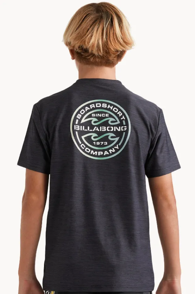 Rashies|Billabong Boys Rotor Shoreline Short Sleeve Suntop BLACK
