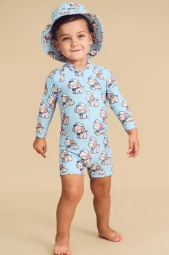 Rashies & Sunsuits|Rashies & Sunsuits|Huxbaby Boys Sailor Pup Sunsuit Marine