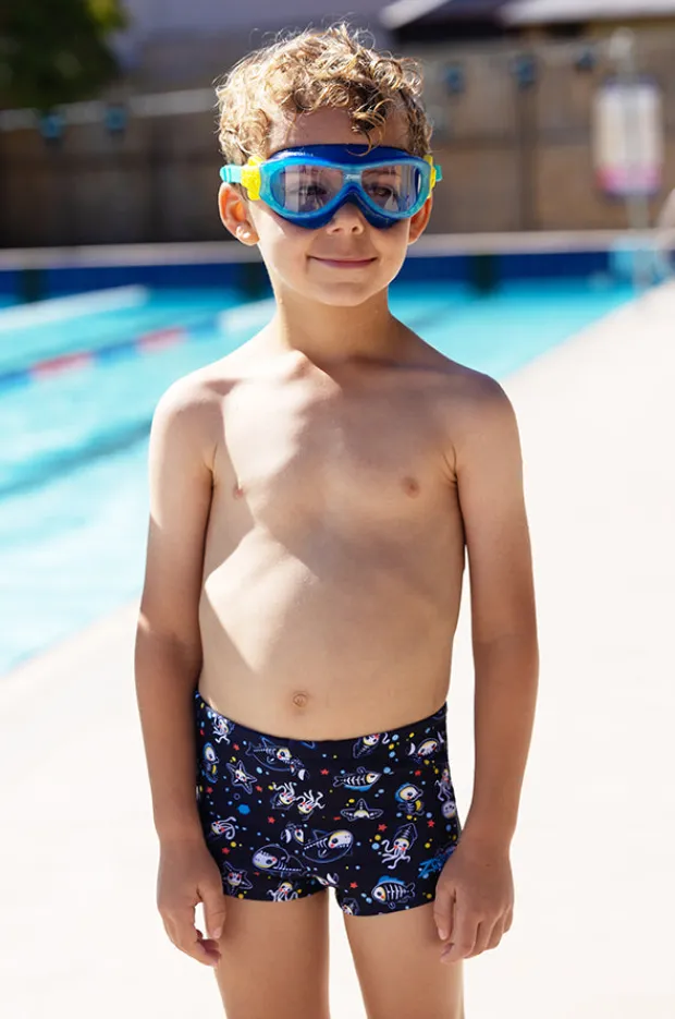 Trunks|Zoggs Boys Sea Ahoy Hip Racer Trunk Navy/multi