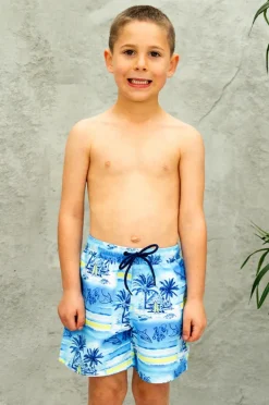 Boardshorts|Salty Ink Boys Shipwrecked Boardshort Ocean