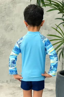Rashies & Sunsuits|Salty Ink Boys Shipwrecked Long Sleeve Suntop Set Blue/navy