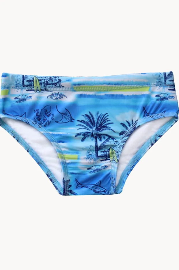 Briefs|Salty Ink Boys Shipwrecked Racer Brief Ocean