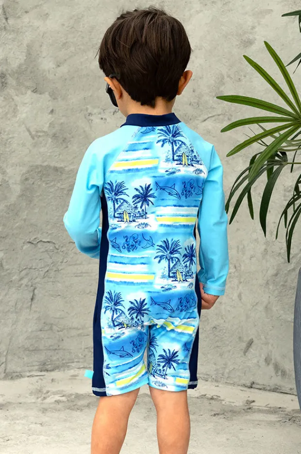 Rashies & Sunsuits|Rashies & Sunsuits|Salty Ink Boys Shipwrecked Sunsuit Ocean