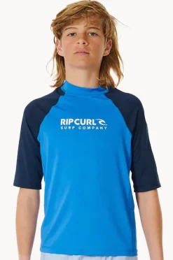 Rashies|Rip Curl Boys Shock Short Sleeve Suntop Blue