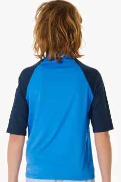 Rashies|Rip Curl Boys Shock Short Sleeve Suntop Blue