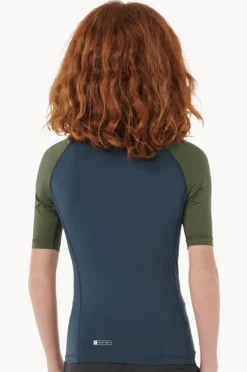 Rashies|Rip Curl Boys Shock Short Sleeve Suntop Dark olive