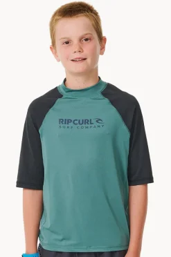 Rashies|Rip Curl Boys Shock Short Sleeve Suntop Bluestone