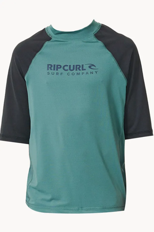 Rashies|Rip Curl Boys Shock Short Sleeve Suntop Bluestone