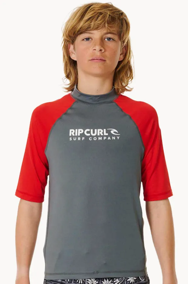 Rashies|Rip Curl Boys Shock Short Sleeve Suntop Red