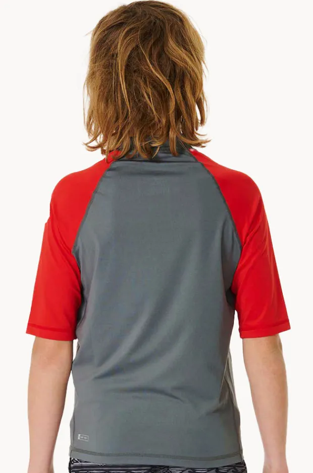 Rashies|Rip Curl Boys Shock Short Sleeve Suntop Red