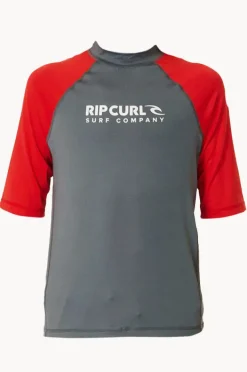 Rashies|Rip Curl Boys Shock Short Sleeve Suntop Red