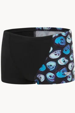 Trunks|Trunks|Speedo Boys Skull V Cut Aquashort Black/blue
