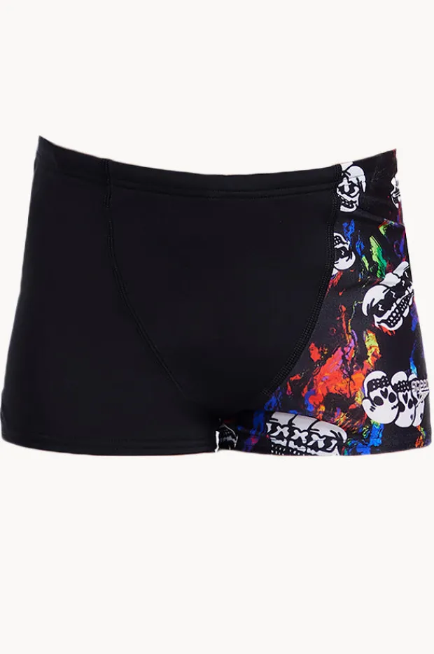 Trunks|Trunks|Speedo Boys Skull V Cut Aquashort Black/multi