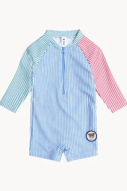 Rashies & Sunsuits|Rashies & Sunsuits|Huxbaby Boys Spliced Stripe Sunsuit Multi