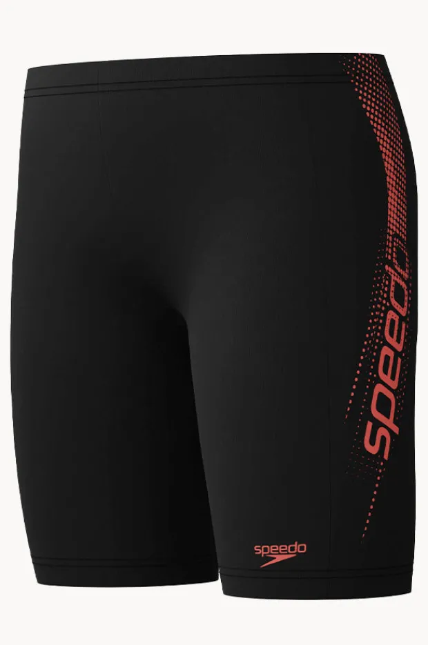 Jammers|Speedo Boys Sport Logo Jammer Black/coral