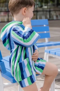 Towel Robes & Ponchos|Towel Robes & Ponchos|Milky Boys Stripe Terry Towel Cover Up Green/Blue