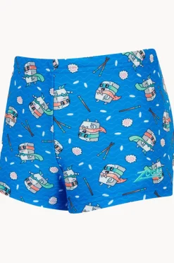 Trunks|Zoggs Boys Super Sushi Hip Racer Trunk Blue