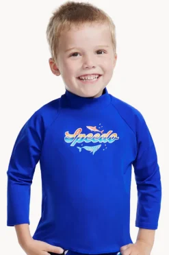Rashies & Sunsuits|Speedo Boys Toddler Shark Long Sleeve Suntop Cobalt