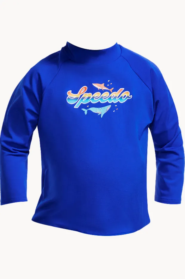 Rashies & Sunsuits|Speedo Boys Toddler Shark Long Sleeve Suntop Cobalt