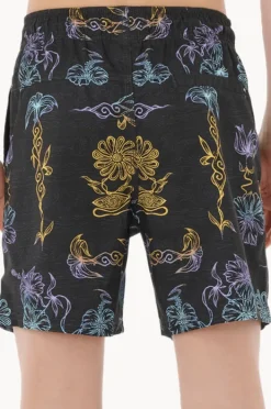 Boardshorts|Rip Curl Boys Tropic Daze Floral Volley Boardshort Washed Black