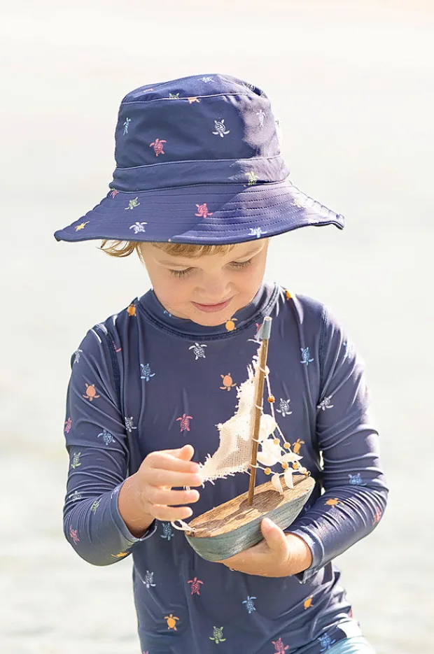 Hats|Toshi Boys Turtle Island Swim Sunhat Navy