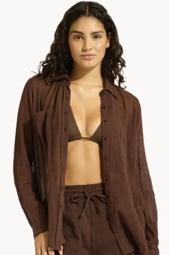 Tops|Seafolly Breeze Beach Shirt Dark chocolate