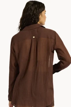 Tops|Seafolly Breeze Beach Shirt Dark chocolate