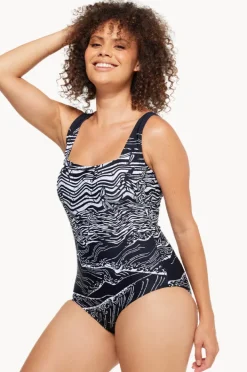 One Pieces|Togs Swimwear Budapest Binded Square Neck One Piece Black/white