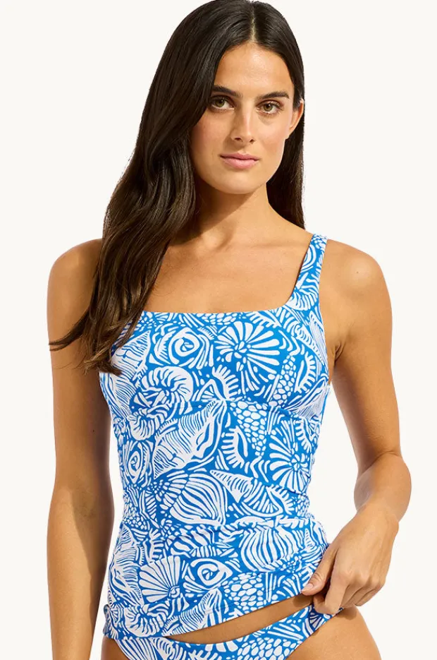 Tankini Tops|Seafolly C Shells Square Neck Tankini Separate Sapphire