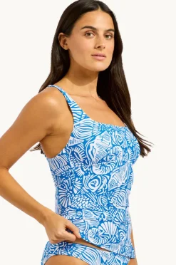 Tankini Tops|Seafolly C Shells Square Neck Tankini Separate Sapphire