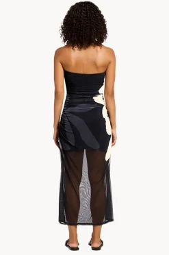 Dresses|Jets Cactus Garden Mesh Strapless Dress BLACK