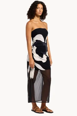 Dresses|Jets Cactus Garden Mesh Strapless Dress BLACK