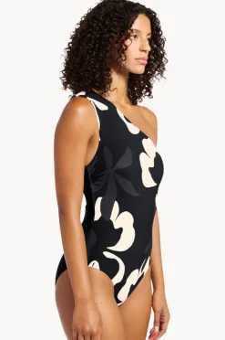One Pieces|Jets Cactus Garden One Shoulder One Piece Black