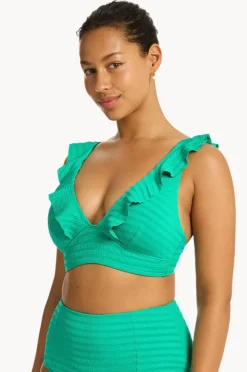 Bikini Tops|Sea Level Capri Frill Bra Evergreen