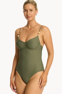 One Pieces|Sea Level Caracus Balconette Bra One Piece Khaki