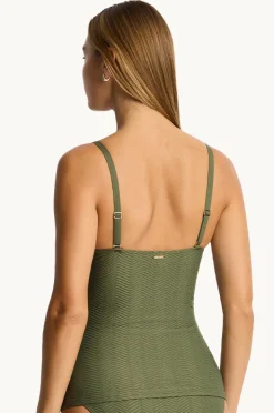 Tankini Tops|Sea Level Caracus Cross Front Tankini Separate Khaki