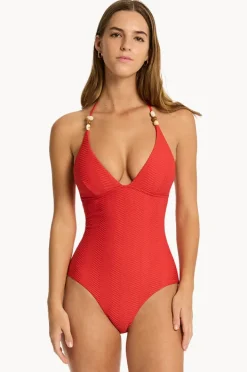 One Pieces|Sea Level Caracus Longline Halter One Piece Spice