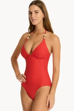 One Pieces|Sea Level Caracus Longline Halter One Piece Spice