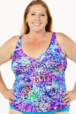 Tankini Tops|T.h.e. Swimwear Caribbean Cruise D/DD Twist Tankini Separate Blue/Pink