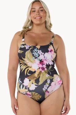 One Pieces|Capriosca Caribbean Tank One Piece Black/pink