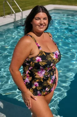 Tankini Tops|Capriosca Caribbean Tank Tankini Separate Black/Pink