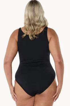 One Pieces|Capriosca Caribbean Zip High Neck One Piece Black/pink