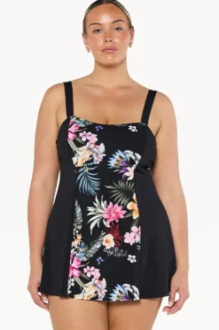 One Pieces|Capriosca Carnival Wide Strap Swim Dress Black/multi