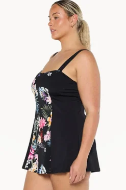 One Pieces|Capriosca Carnival Wide Strap Swim Dress Black/multi