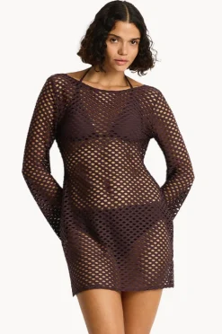 Overswim|Sea Level Castaway Mesh Cover Up Cocoa