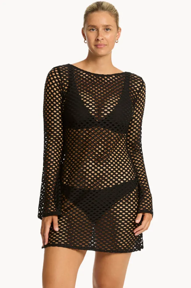 Overswim|Sea Level Castaway Mesh Cover Up Black