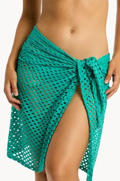 Sarongs|Sea Level Castaway Mid Length Mesh Wrap Evergreen