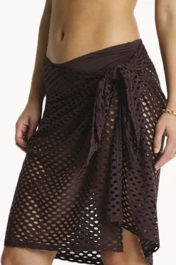 Sarongs|Sea Level Castaway Mid Length Mesh Wrap Cocoa
