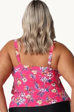 Tankini Tops|Capriosca Castaway Tiered Frill Tankini Separate Hot pink